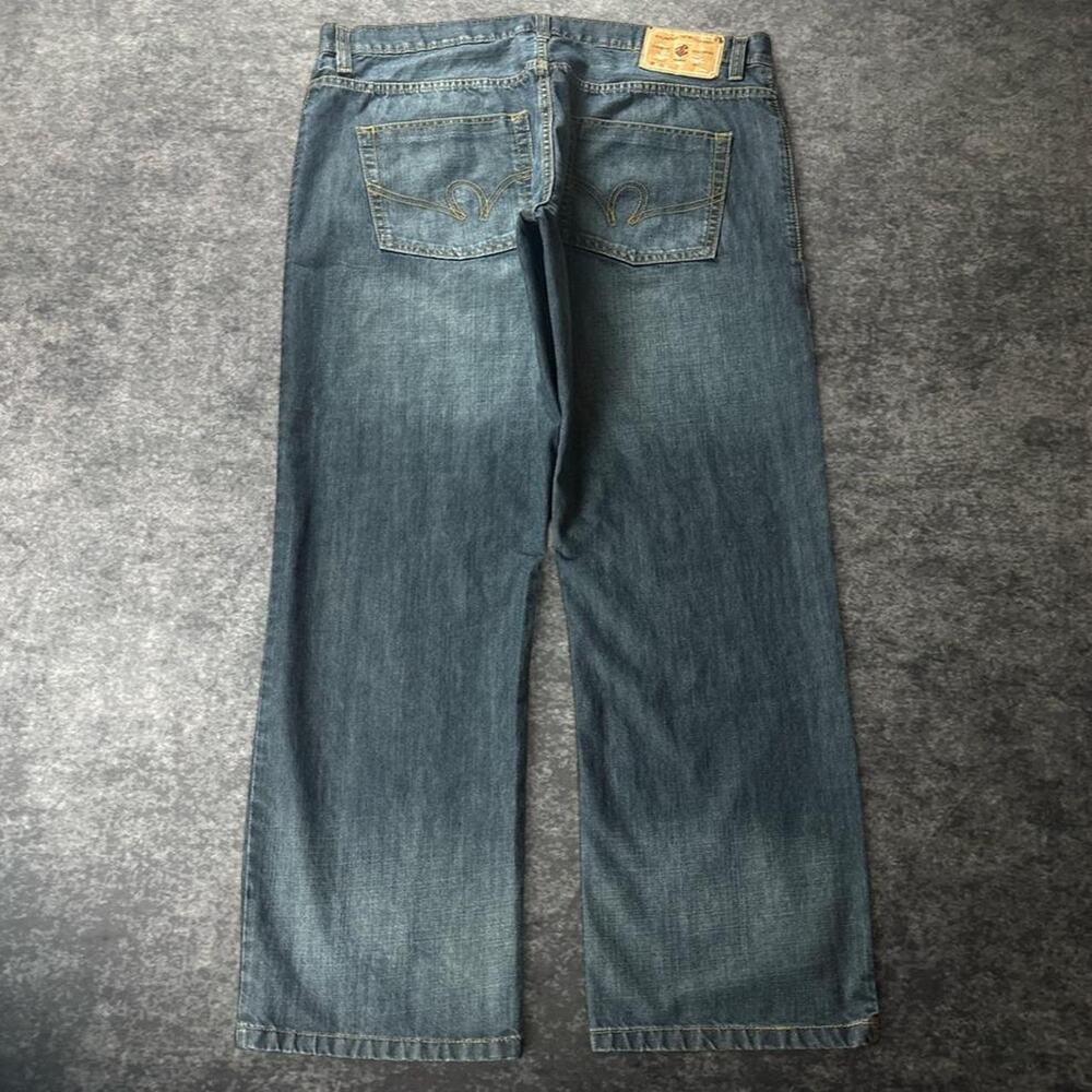 Vintage Y2K Rocawear Mens 40x32 Baggy Faded Blue Jeans Embroidered Hip Hop Denim